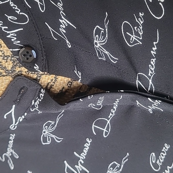 White House Black Market Black and White Script Blouse - Picture 3 of 8